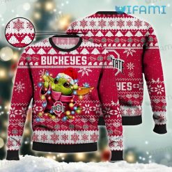 Ohio State Christmas Sweater Baby Yoda Lights Ohio State Buckeyes Gift