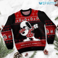 Ohio State Christmas Sweater Snoopy Dabbing Ohio State Buckeyes Present