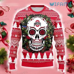 Ohio State Christmas Sweater Sugar Skull Wreath Ohio State Buckeyes Gift