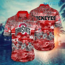 Ohio State Hawaiian Shirt Beach Tropical Leaves Logo Ohio State Buckeyes Gift