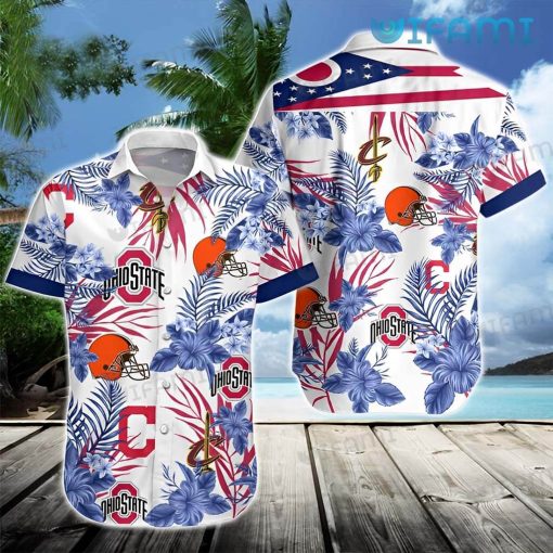 Ohio State Hawaiian Shirt Cleveland Cavaliers Football Helmet Ohio State Buckeyes Gift