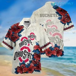 Ohio State Hawaiian Shirt Hibiscus Logo Pattern Ohio State Buckeyes Gift