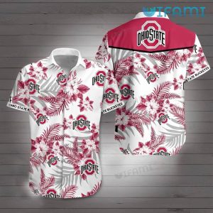 Ohio State Hawaiian Shirt Hibiscus Palm Leaves Ohio State Buckeyes Gift