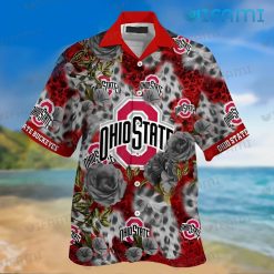Ohio State Hawaiian Shirt Leopard Rose Ohio State Buckeyes Present