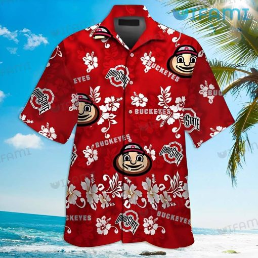 Ohio State Hawaiian Shirt Mascot Flower Pattern Ohio State Buckeyes Gift