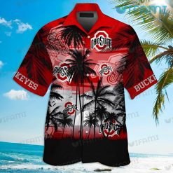 Ohio State Hawaiian Shirt Sunset Coconut Tree Ohio State Buckeyes Gift