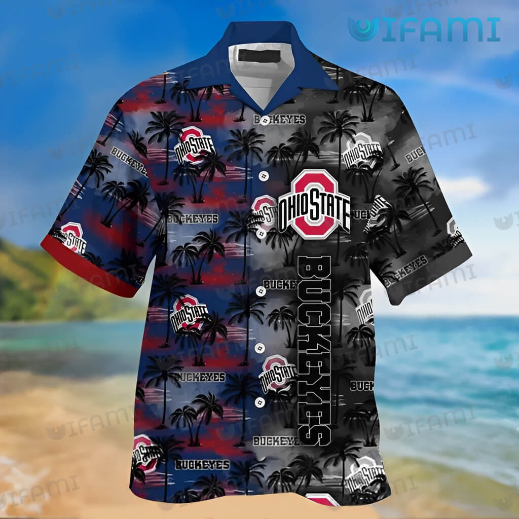 Ohio State Hawaiian Shirt Sunset Dark Coconut Ohio State Buckeyes Gift