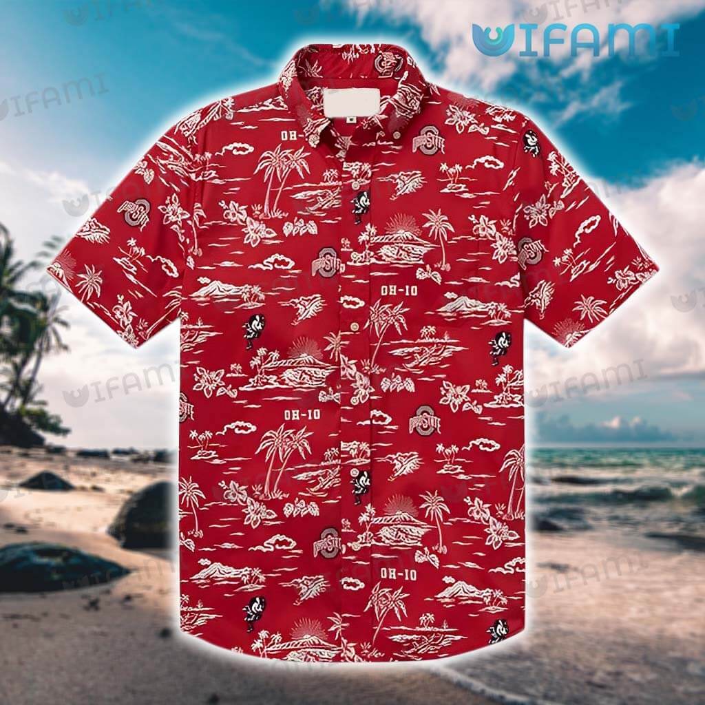 Ohio State Hawaiian Shirt Tropical Island Mascot Ohio State Buckeyes Gift