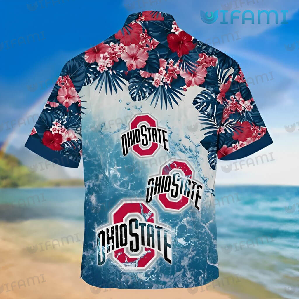 Ohio State Hawaiian Shirt Turtle Beach Tropical Flower Custom Ohio State Buckeyes Gift