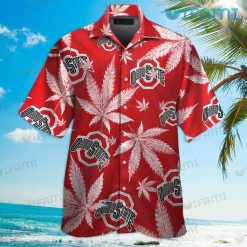 Ohio State Hawaiian Shirt Weed Leaf Pattern Ohio State Buckeyes Gift