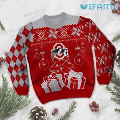 Ohio State Ugly Sweater Christmas Box Bauble Ohio State Buckeyes Present