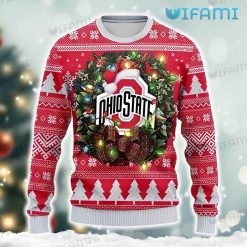Ohio State Ugly Sweater Christmas Wreath Logo Ohio State Buckeyes Gift