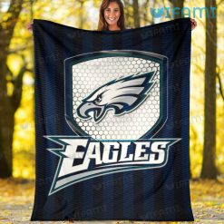 Philadelphia Eagles Blanket Eagle Head Shield Black Blue Line Eagles Gift For Fans
