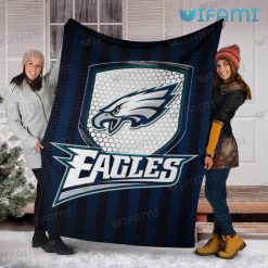 Philadelphia Eagles Blanket Eagle Head Shield Black Blue Line Eagles Present For Fan