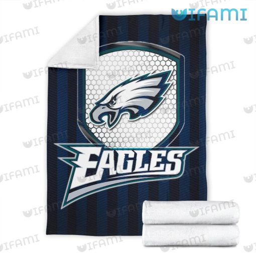 Philadelphia Eagles Blanket Eagle Head Shield Black Blue Line Eagles Gift