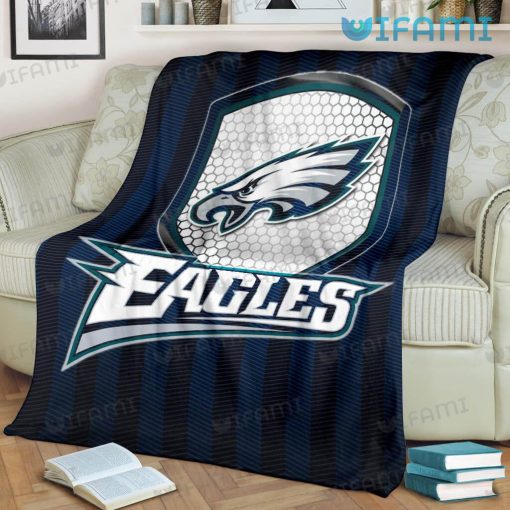 Philadelphia Eagles Blanket Eagle Head Shield Black Blue Line Eagles Gift