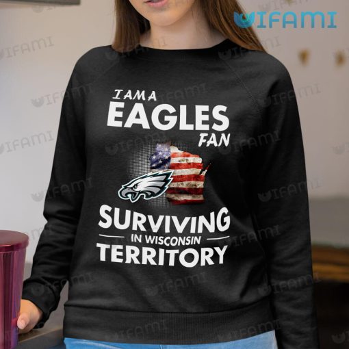 Philadelphia Eagles Shirt Surviving Wisconsin Broken USA Flag Gift For Eagles Fan