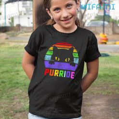 Pride Shirt Cat Purride Rainbow Flag Pride Kid Shirt