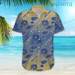 St Louis Blues Hawaiian Shirt Coconut Logo Pattern St Louis Blues Present