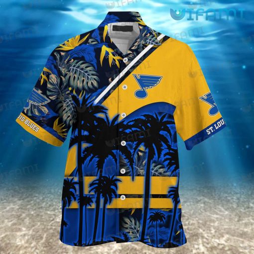St Louis Blues Hawaiian Shirt Coconut Tropical Leaf St Louis Blues Gift