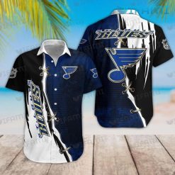 St Louis Blues Hawaiian Shirt Grunge Pattern Stitches St Louis Blues Gift