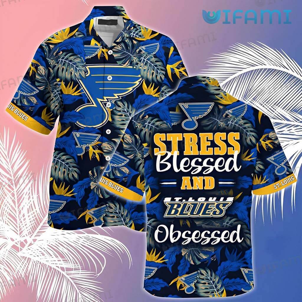 The best selling] St Louis Blues NHL Flower Full Print 3D Hawaiian Shirt