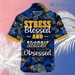 St Louis Blues Hawaiian Shirt Stress Blessed Obsessed St Louis Blues Gift