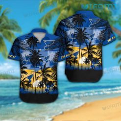 St Louis Blues Hawaiian Shirt Sunset Coconut Tree St Louis Blues Gift