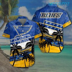 St Louis Blues Hawaiian Shirt Tropical Leaves St Louis Blues Gift