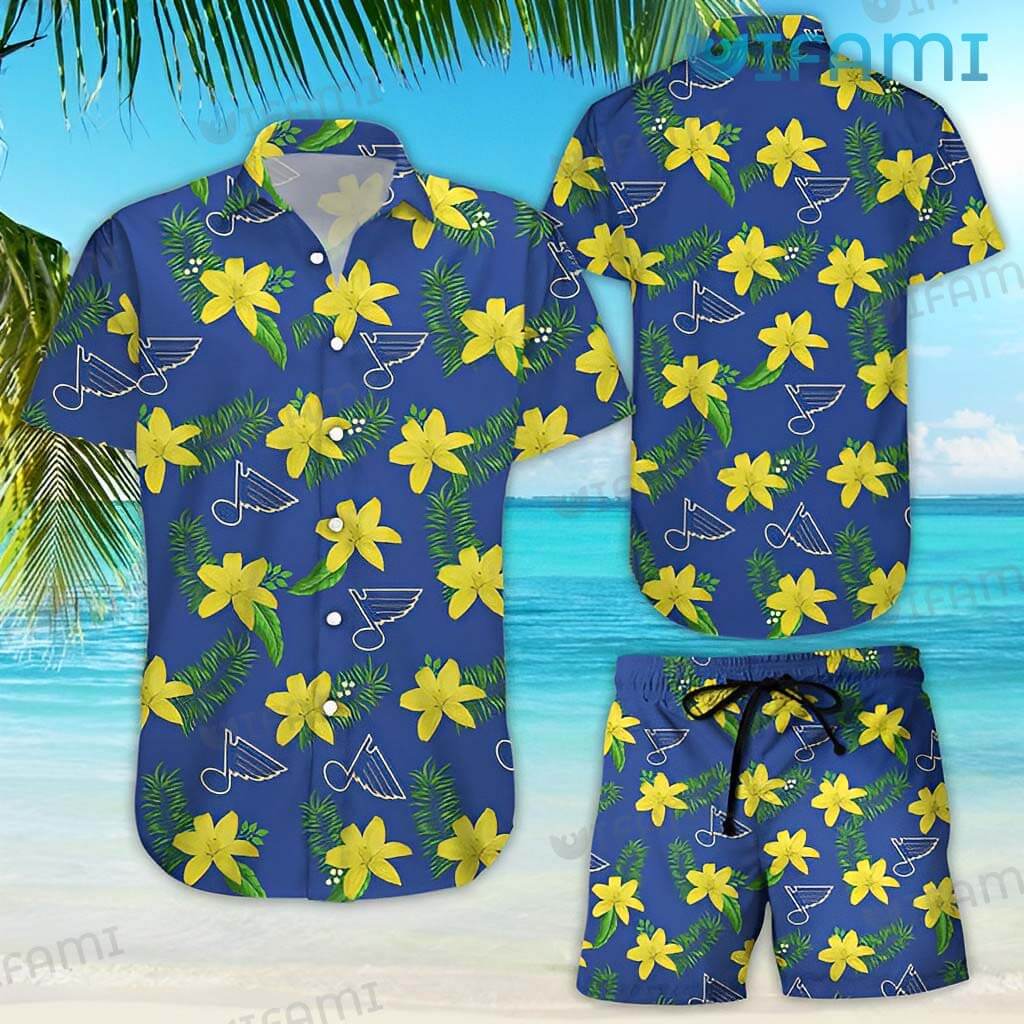 Sporty Summer Style: St Louis Blues Hawaiian Shirt and Beach Short