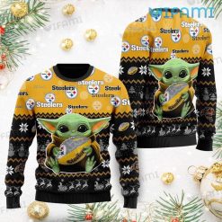 Steelers Christmas Sweater Baby Yoda Hug Logo Pittsburgh Steelers Gift