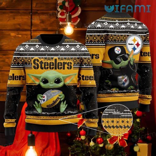 Steelers Christmas Sweater Baby Yoda Sunglasses Pittsburgh Steelers Gift