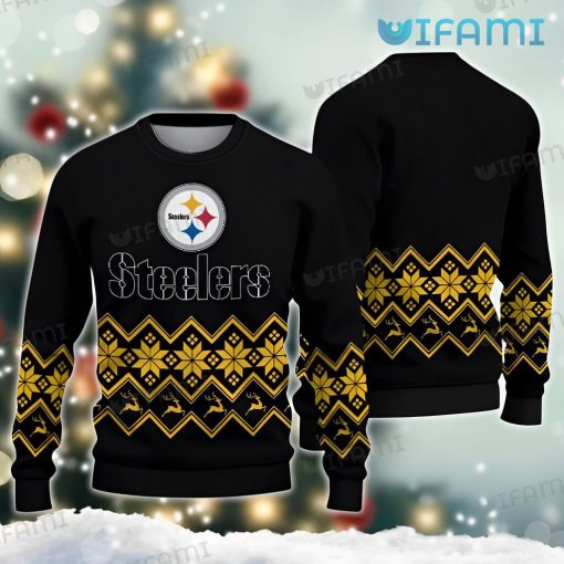 Steelers Christmas Sweater Black Reindeer Pittsburgh Steelers Gift