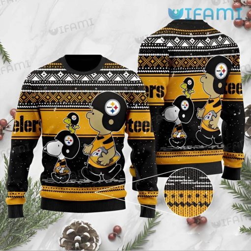 Steelers Christmas Sweater Charlie Brown Snoopy Woodstock Pittsburgh Steelers Gift