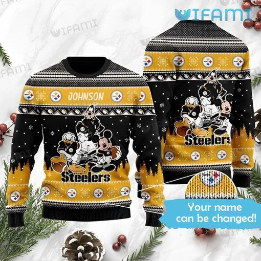 Steelers Christmas Sweater Donald Mickey Goofy Custom Pittsburgh Steelers Gift