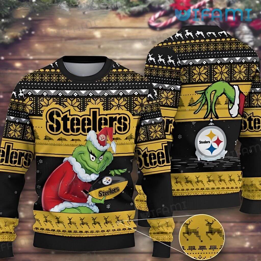Steelers Christmas Sweater Grinch Hand Logo Pittsburgh Steelers