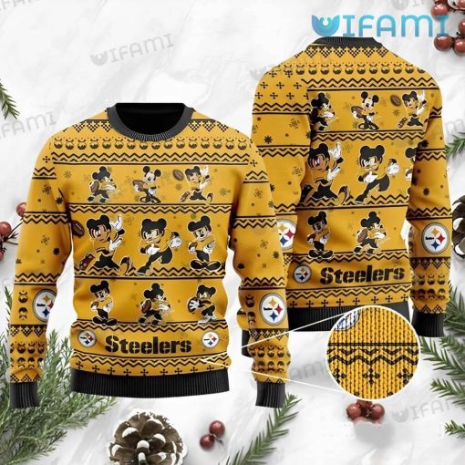 Steelers Christmas Sweater Mickey Mouse Pattern Pittsburgh Steelers Gift