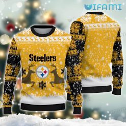 Steelers Christmas Sweater Reindeer In Snow Pittsburgh Steelers Gift