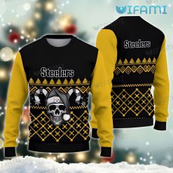 Steelers Christmas Sweater Santa Skull Candy Cane Pittsburgh Steelers Gift