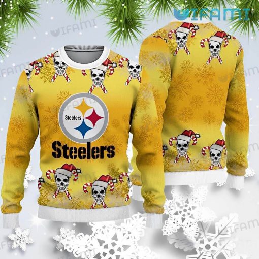 Steelers Christmas Sweater Skull Candy Cane Pittsburgh Steelers Gift