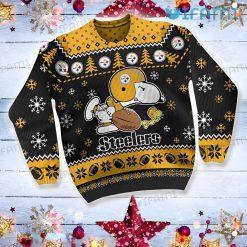 Steelers Christmas Sweater Snoopy Playing Pittsburgh Steelers Present