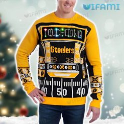 Steelers Christmas Sweater Touchdown Pittsburgh Steelers Present Front
