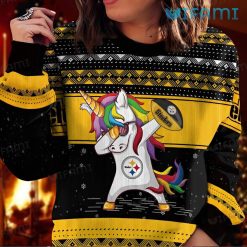 Steelers Christmas Sweater Unicorn Dabbing Pittsburgh Steelers Present Front