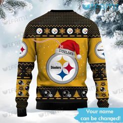 Steelers Ugly Sweater Baby Yoda Black Gold Christmas Custom Pittsburgh Steelers Present Back