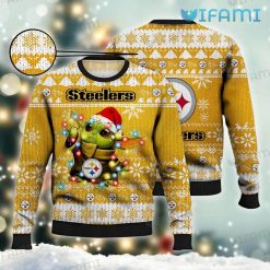 Steelers Ugly Sweater Baby Yoda Christmas Lights Pittsburgh Steelers Gift