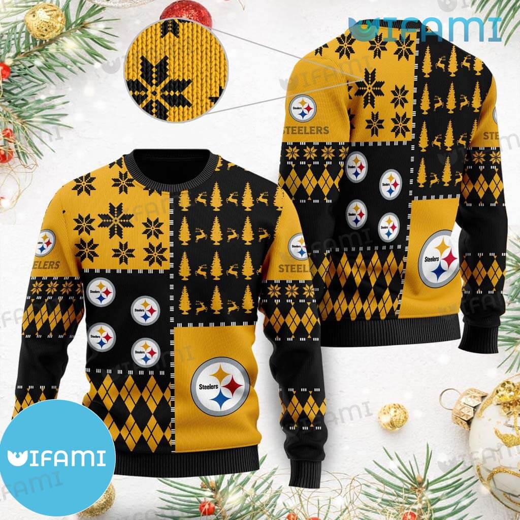 Pittsburgh Steelers Ugly Sweater Christmas Tree Reindeer Gift