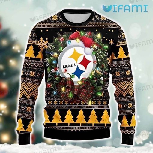Steelers Ugly Sweater Christmas Wreath Logo Pittsburgh Steelers Gift