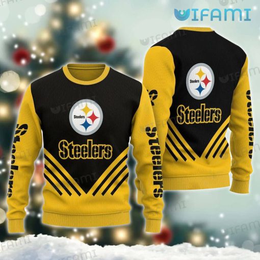 Steelers Ugly Sweater Gold Black AOP Pittsburgh Steelers Gift