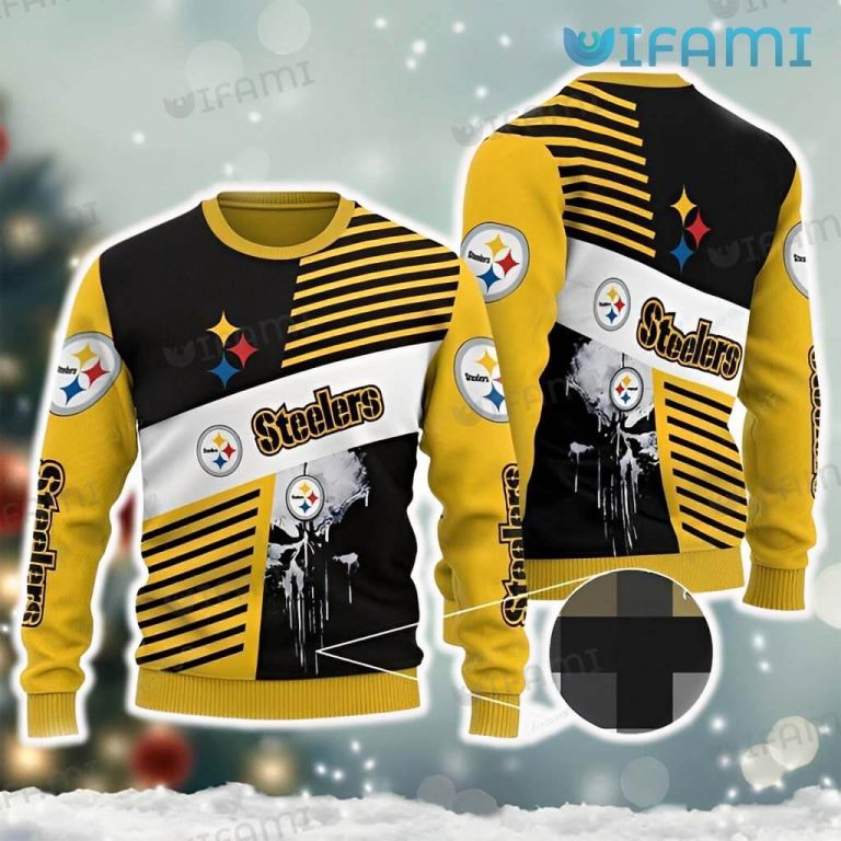 Steelers Ugly Sweater Punisher Skull Stripe Pattern Pittsburgh Steelers ...