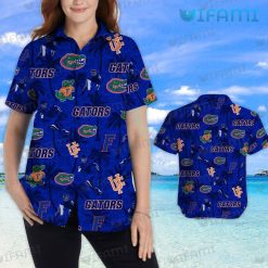 UF Hawaiian Shirt Mascot Football Player Coconut Florida Gators Present Front And Black